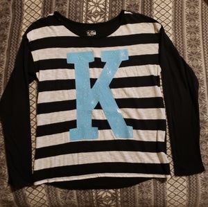 Striped, Sequin "K" top
